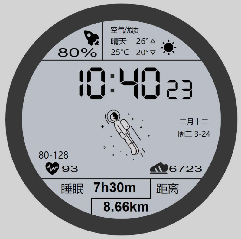 最近非常火的网红华为太空人表盘GT2 源码 - 老林代码