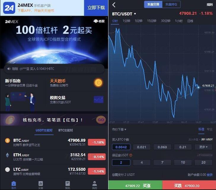 区块链交易所 24MEX 差价合约交易所系统 BTC币安火币合约 杠杆交易 法币 OTC 数字资产交易 - 老林代码