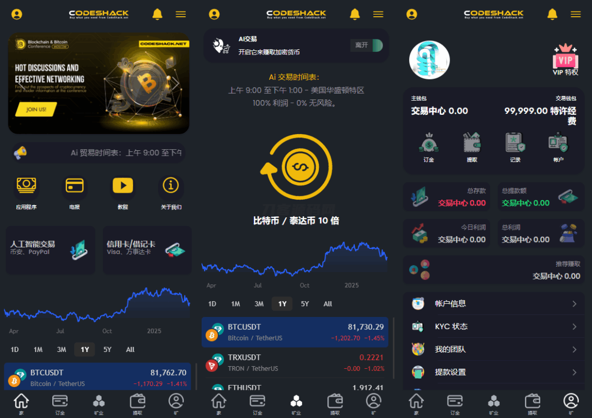 AI量化投资源码 海外版区块链理财交易所源码 ai交易源码 - 老林代码
